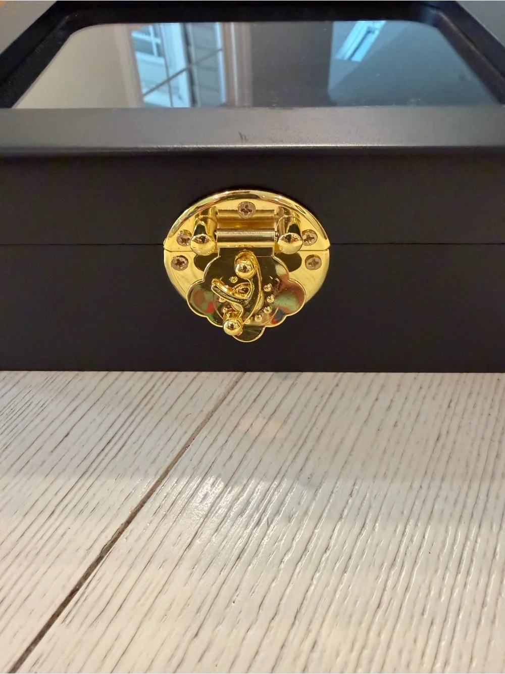 Championship Ring Display Box with Clear Lid and Gold Latch
